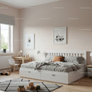 Bright Modern Bedroom with Soft Bedding and Abstract Wall Art