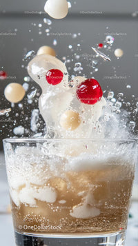 Fresh Fruit Bubbly Splash in Clear Glass with Red and White Berries