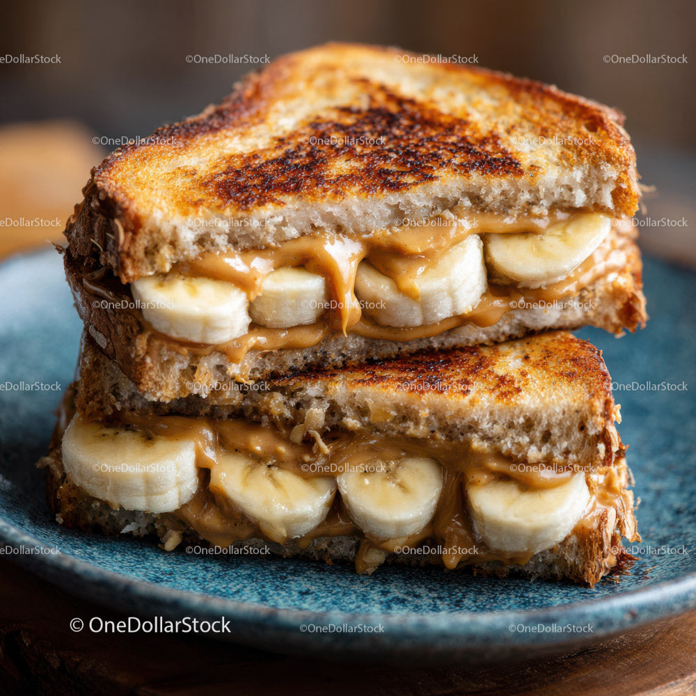 Banana and Peanut Butter Toast Sandwich with Caramelized Bread