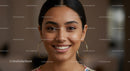 Young Woman with Radiant Smile and Stylish Earrings