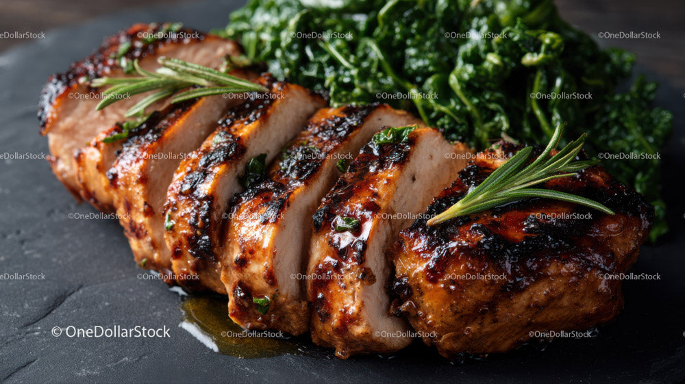 Herb-Garnished Grilled Chicken Breast with Fresh Greens