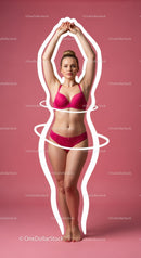 Stylish Young Woman in Pink Lingerie Studio Portrait