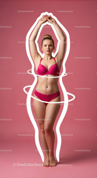 Stylish Young Woman in Pink Lingerie Studio Portrait