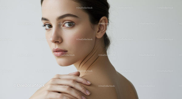 Elegant Young Woman with Flawless Skin and Bright Brown Eyes