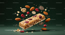 Healthy granola bar with nuts and dried berries