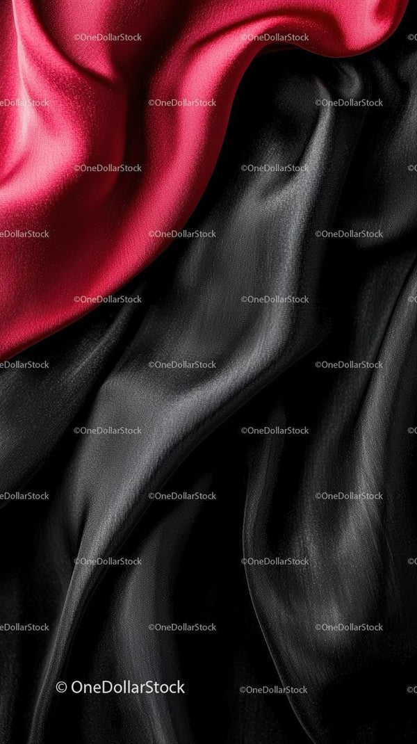 Luxurious Satin Silk Fabric with Vibrant Red and Black Colors for Fashion and Decor