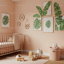 Tropical Leaf Wall Art and Nursery Decor in Soft Pink Room