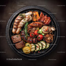 Grilled Meat and Vegetable Platter with Cherry Tomatoes and Zucchini