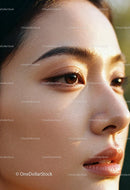 Closeup of serene woman with natural glowing skin