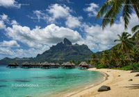 Tropical Beach at Mountain Paradise with Overwater Bungalows