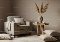 Cozy armchair and natural decor in warm living room
