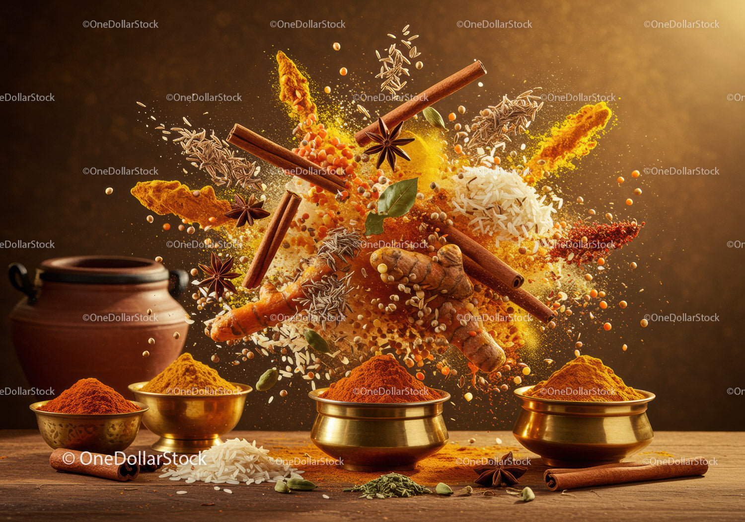 Assortment of vibrant spices and herbs in bowls