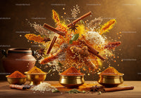 Assortment of vibrant spices and herbs in bowls