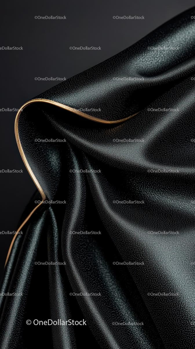 Elegant Black Satin Fabric with Fine Texture and Shiny Surface