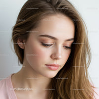 Close-up Portrait of a Young Woman with Natural Light and Soft Colors