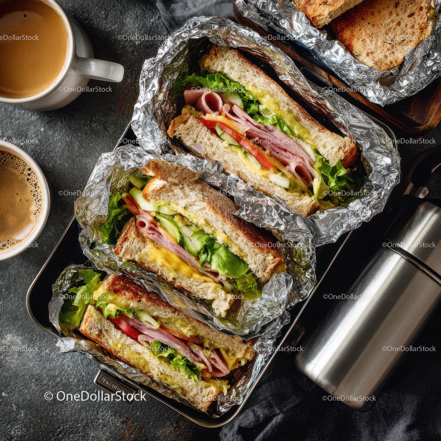 Club Sandwich with Fresh Vegetables and Cheese on Toasted Bread