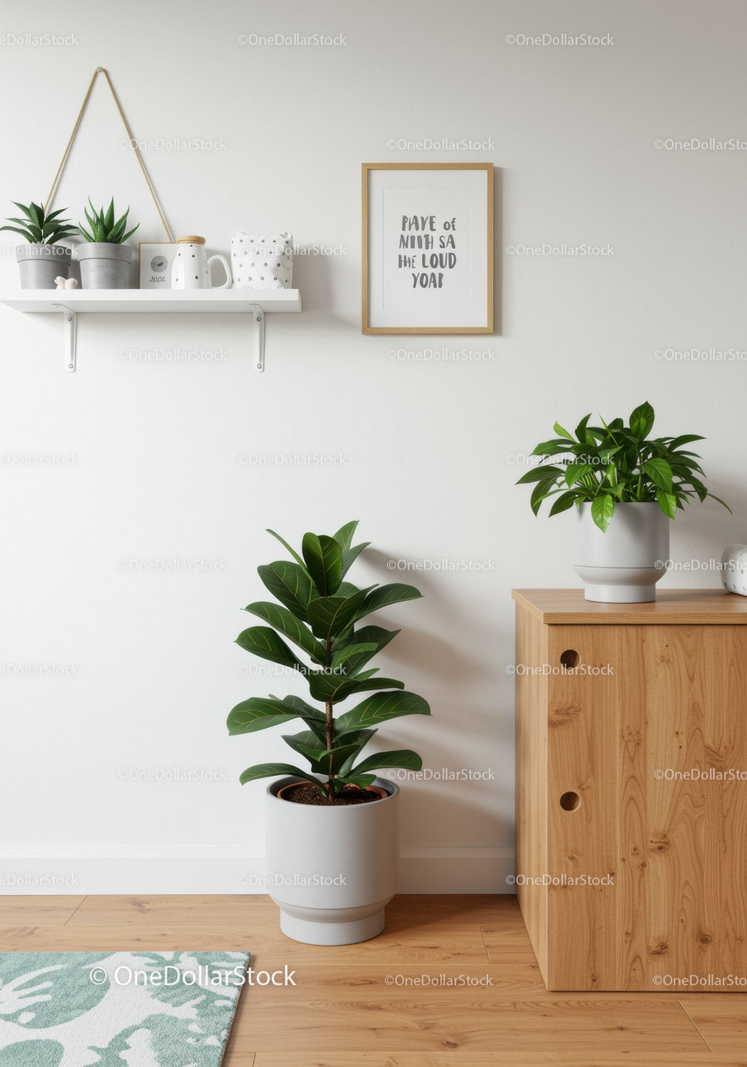 Green Indoor Fiddle Leaf Fig Plant in Minimalist Home Interior