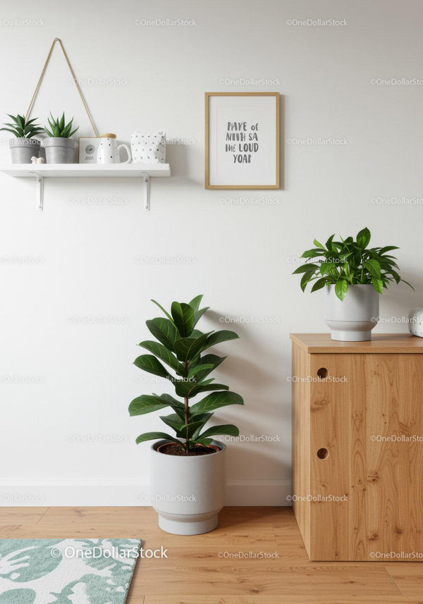 Green Indoor Fiddle Leaf Fig Plant in Minimalist Home Interior
