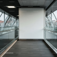 Empty Modern Walkway with Large Blank Advertising Board