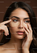 Beautiful Woman Applying Eye Patches for Skincare Therapy