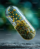 Close-up of Capsule-Shaped Medicine with Mixed Pills inside
