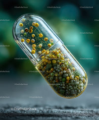 Close-up of Capsule-Shaped Medicine with Mixed Pills inside