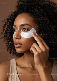 Young Woman with Curly Hair Applying Skincare Mask for Radiant Skin