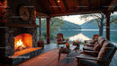 Lakeside Living Room with Fireplace and Mountain View