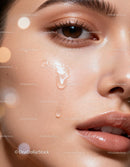 Close up of natural glowing skin with water drops