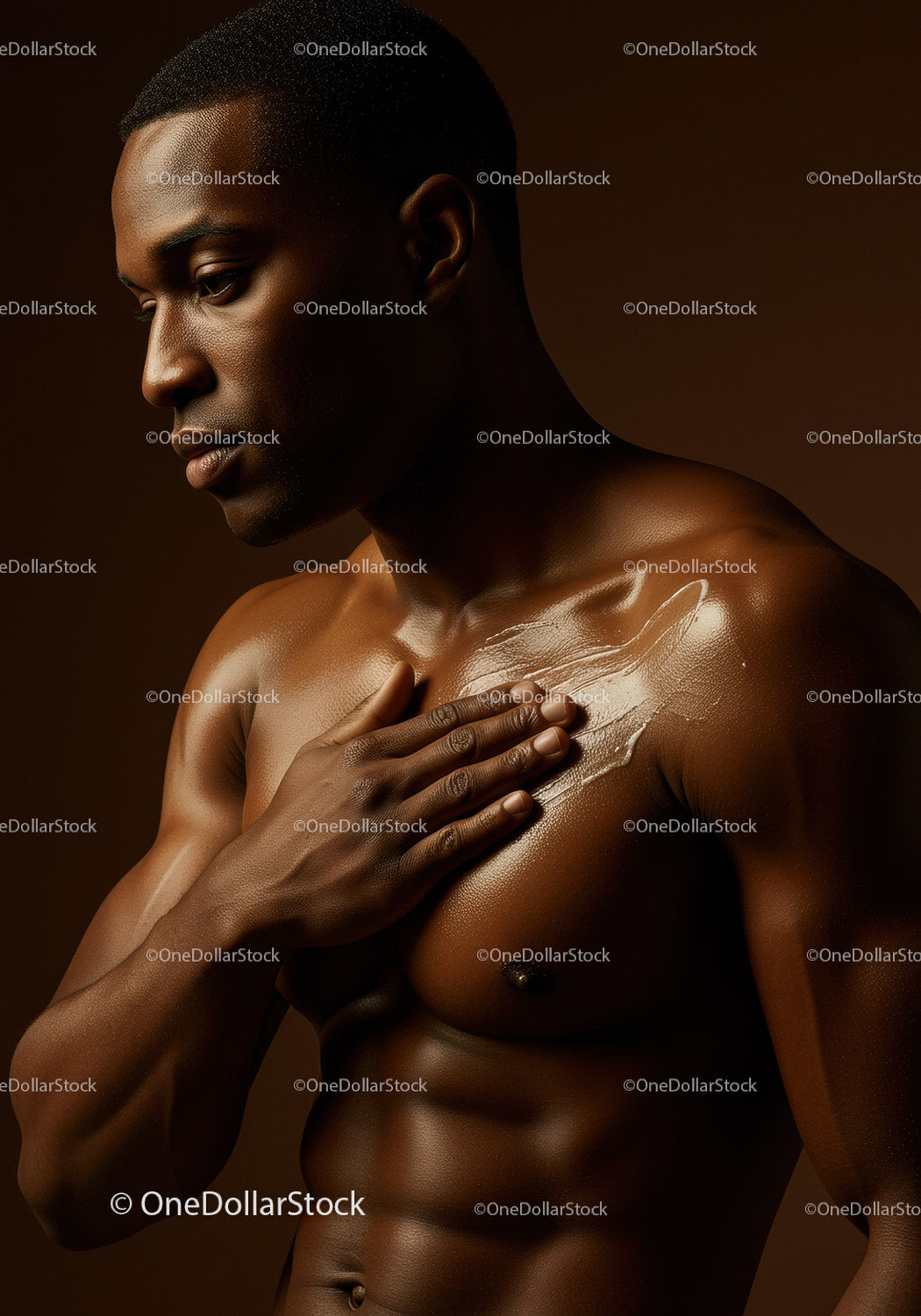 Elegant Male Model with Toned Muscles in Studio Portrait