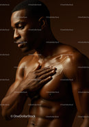 Elegant Male Model with Toned Muscles in Studio Portrait