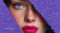 Beautiful Woman with Radiant Pink Lips and Artistic Background