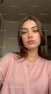 Young woman with natural makeup in casual setting