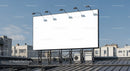 Blank Billboard on Rooftop Against Clear Blue Sky