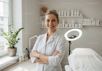 Young Female Doctor Smiling in Modern Medical Clinic with Healthcare Equipment