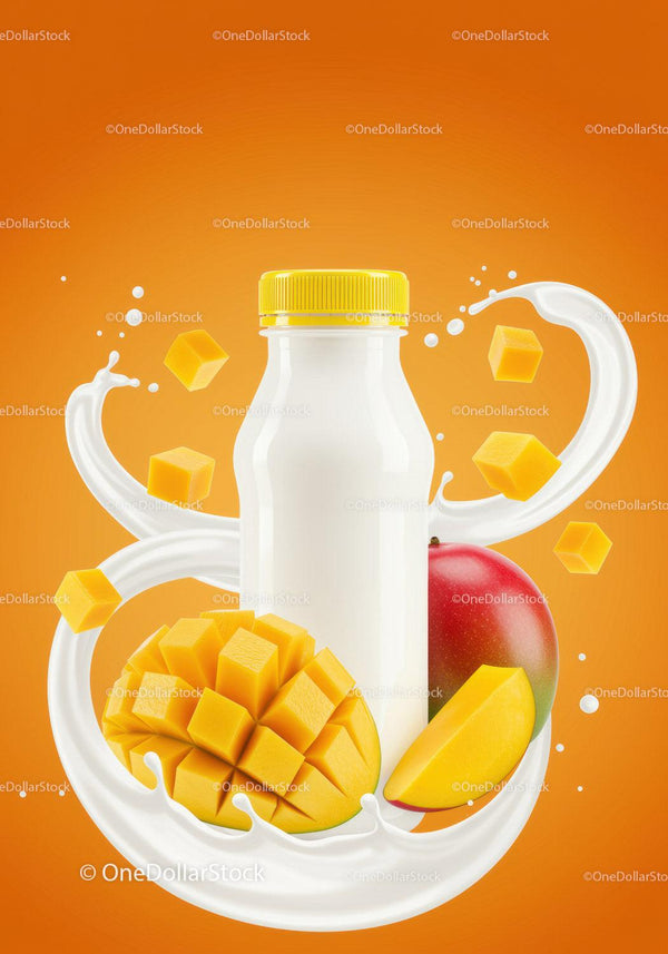 Orzeźwiająca butelka jogurtu mango z dodatkiem świeżych owoców