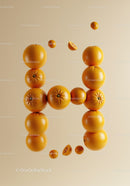 Creative Letter H Made of Fresh Oranges on Beige Background