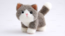 Cute Plush Cat Toy with Large Black Eyes and Pink Nose