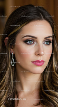 Elegant Woman with Makeup and Bright Blue Eyes for Fashion and Beauty