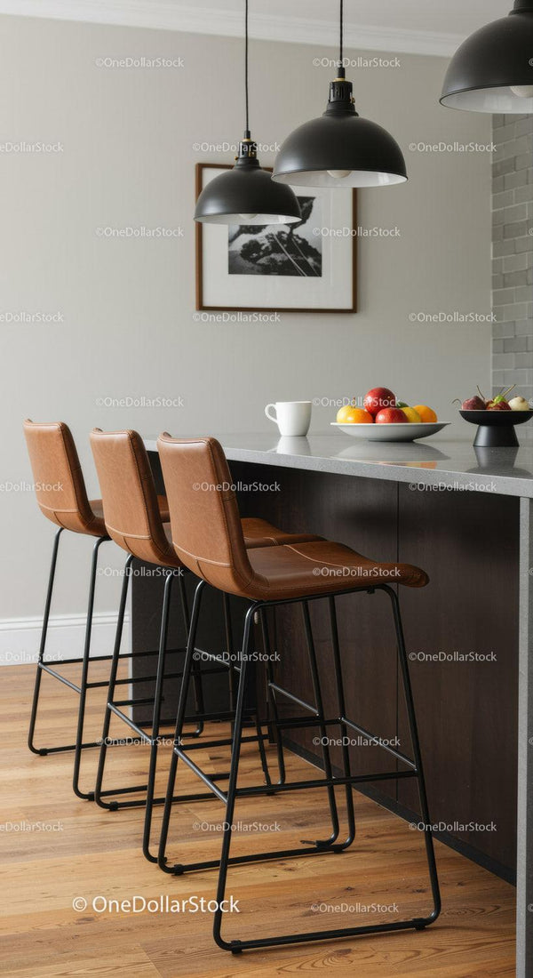Modern Kitchen with Stylish Bar Stools and Minimalist Decor