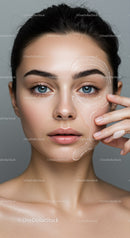 Young Woman Applying Facial Skincare with White Cream