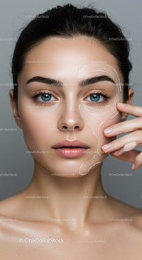 Young Woman Applying Facial Skincare with White Cream