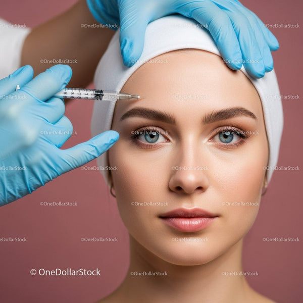 Zbliżenie na kobietę otrzymującą zabieg Botox na zmarszczki