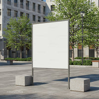 Blank Outdoor Advertising Board in Urban Plaza
