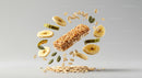 Crunchy energy bar with oats and banana slices