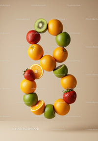 Number Eight Shaped With Fresh Citrus and Berries