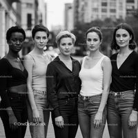 Diverse women standing confidently in urban setting