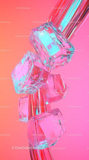 Colorful Ice Cubes on Pink Background for Refreshing Beverage