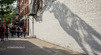 Urban Street Scene with Pedestrians and City Architecture