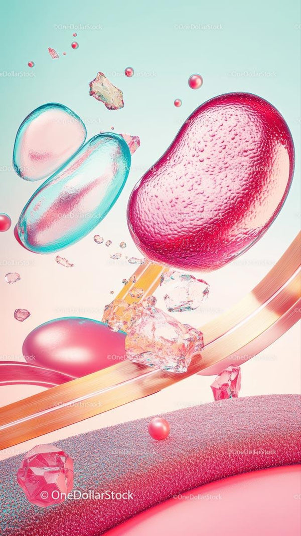 Close-up of Red and Blue Cells in a Scientific Microscopic View